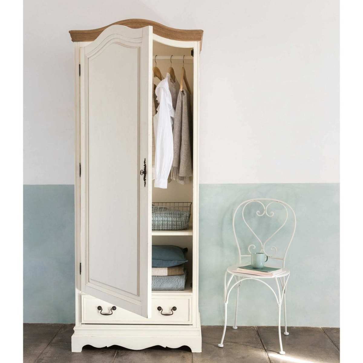 1-door 1-drawer Bonnetière Wardrobe in Cream Léontine – image 5