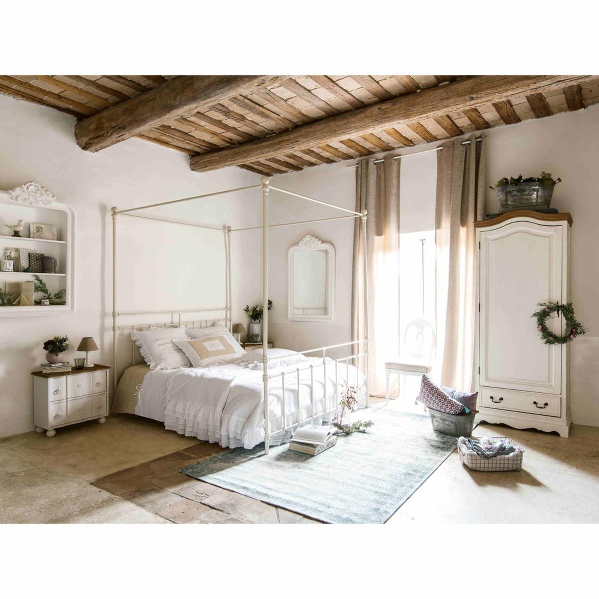 1-door 1-drawer Bonnetière Wardrobe in Cream Léontine – image 6
