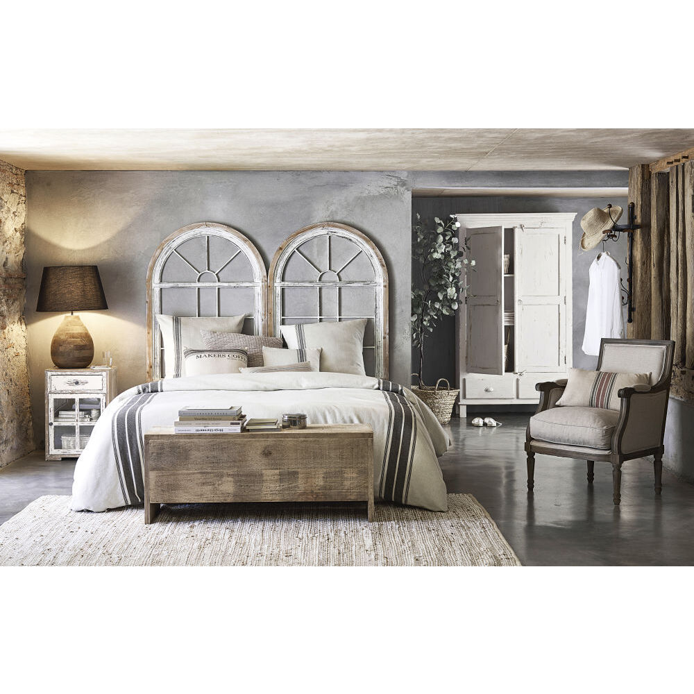 Patinated white mango wood 2-door 2-drawer wardrobe – image 5