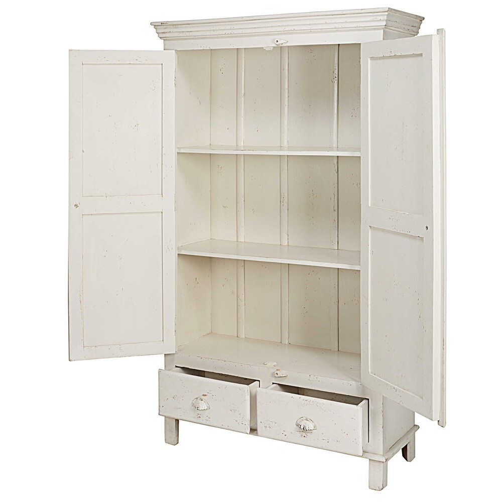 Patinated white mango wood 2-door 2-drawer wardrobe – image 9