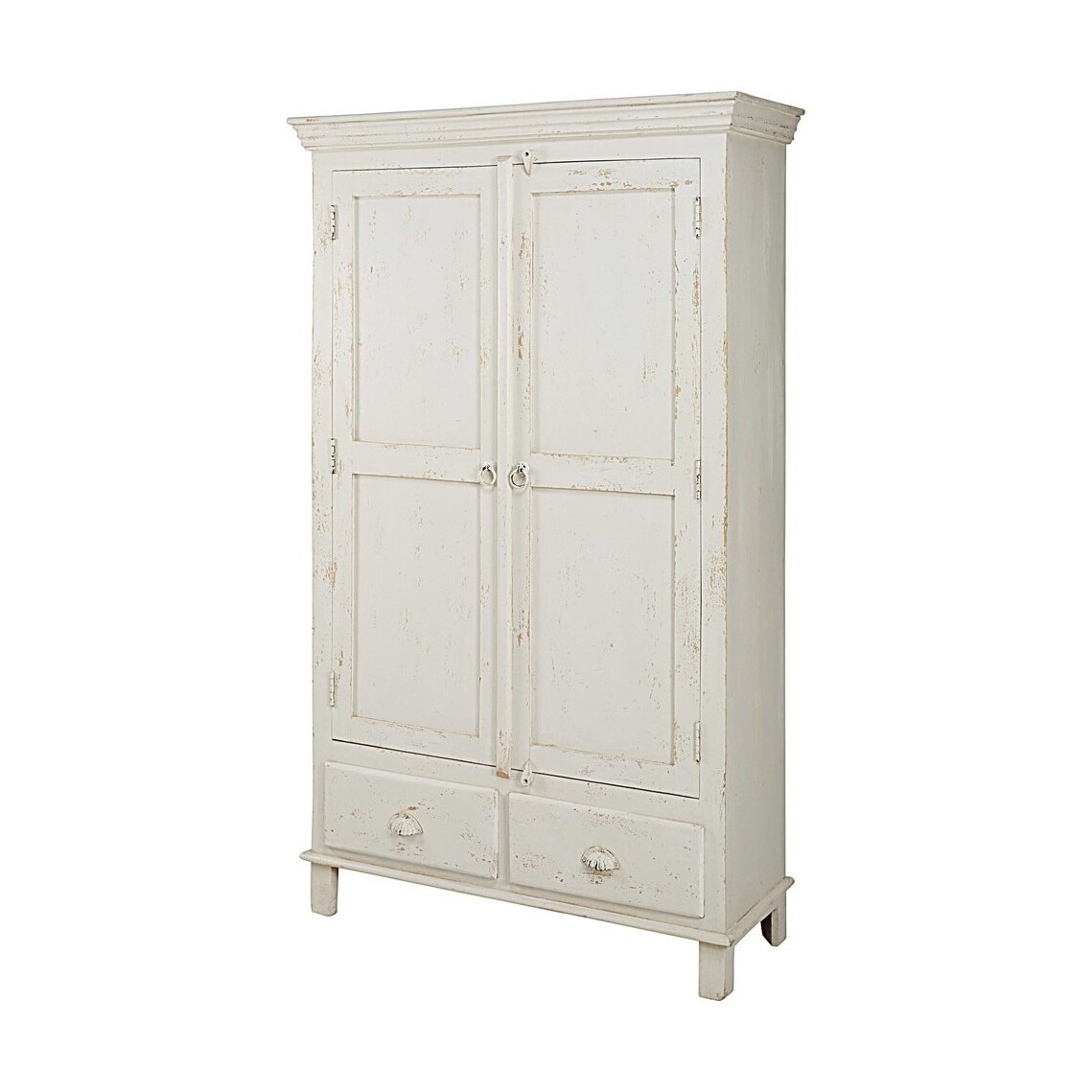 Patinated white mango wood 2-door 2-drawer wardrobe – image 2