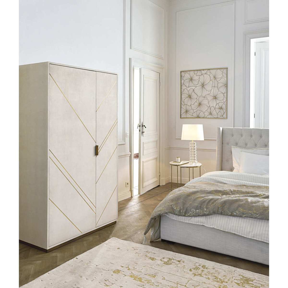 2-door off-white imitation shagreen wardrobe Waldorf – image 5