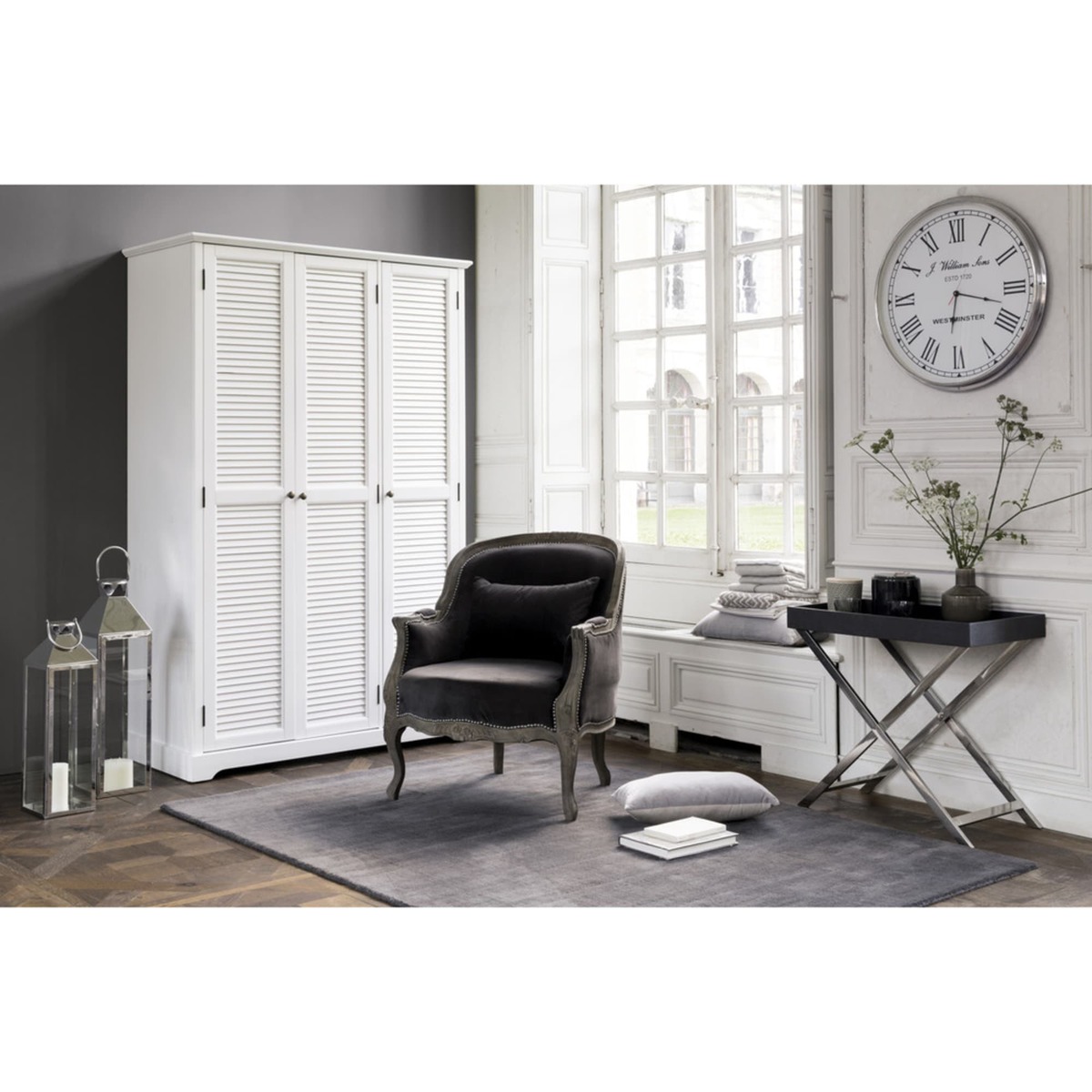 Matte white 3-door wardrobe Barbade – image 6