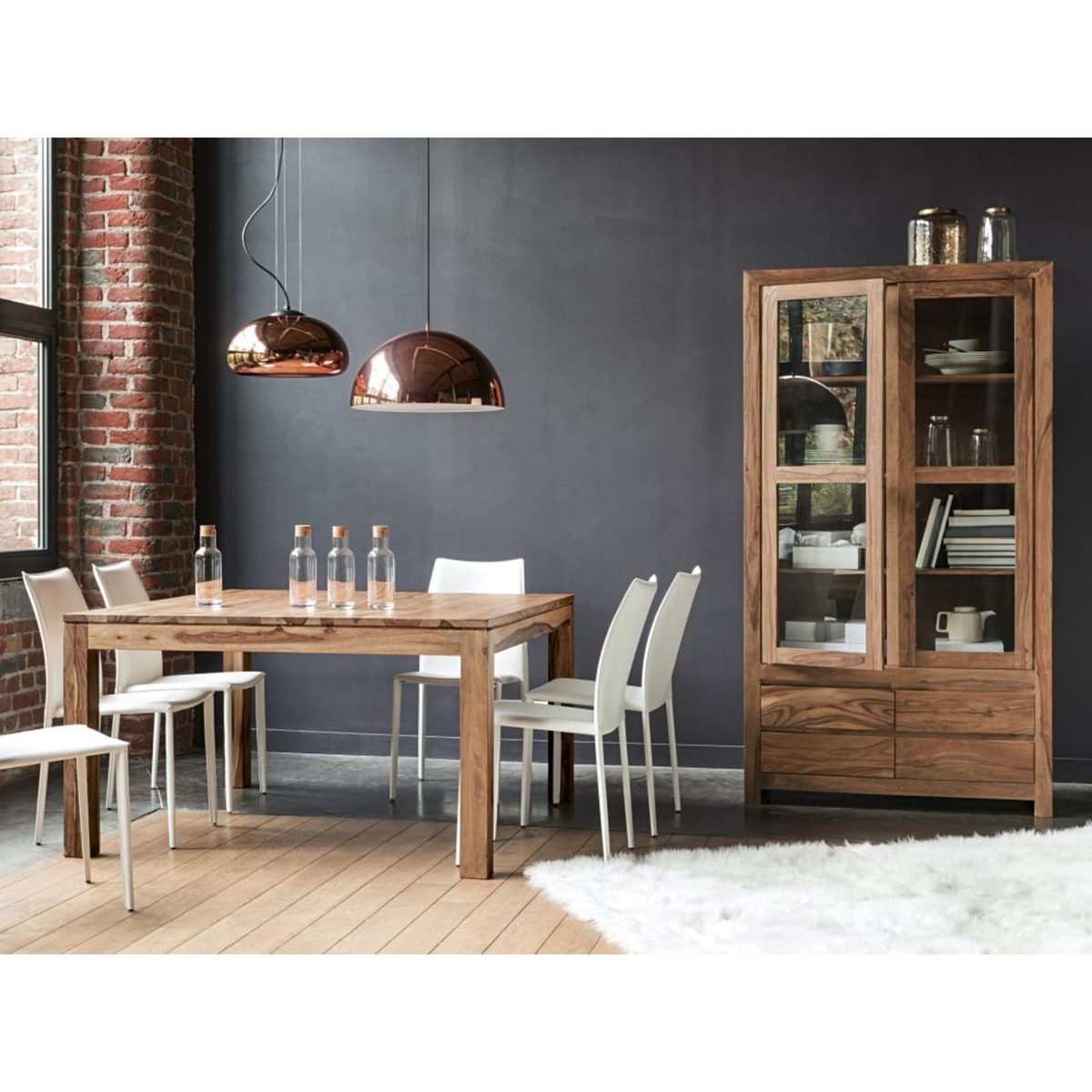 Solid Sheesham Wood Display Cabinet Stockholm – image 2