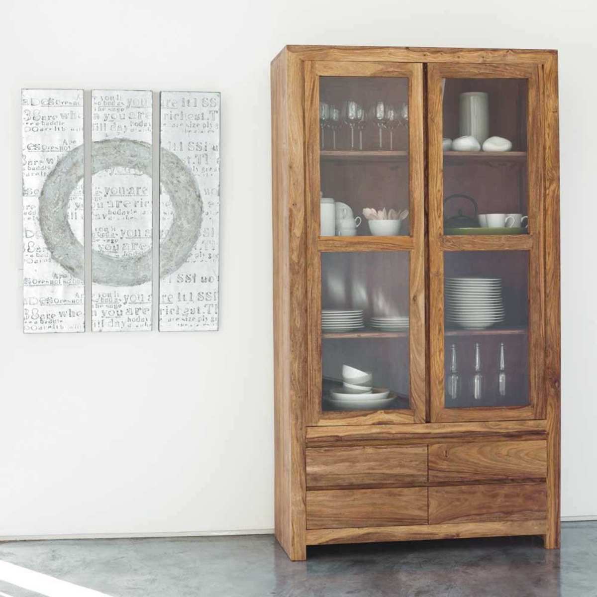 Solid Sheesham Wood Display Cabinet Stockholm – image 5