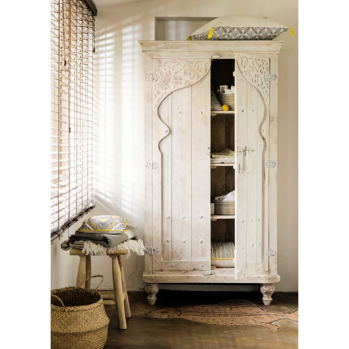 Mango wood wardrobe in white W 102cm Sinbad – image 2