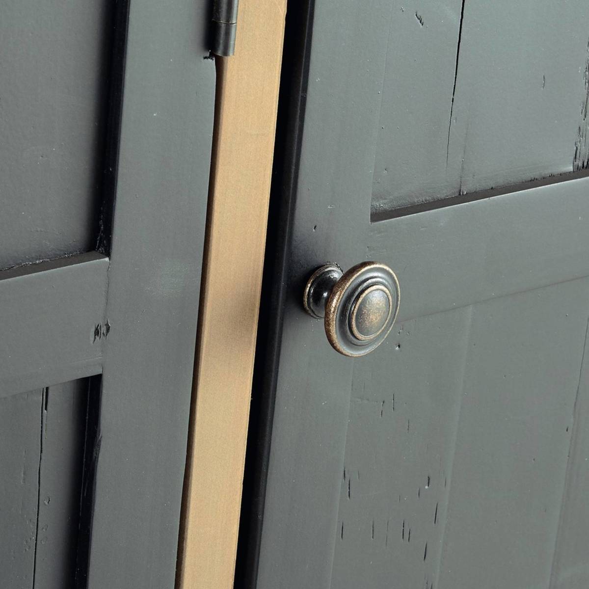 Black Recycled Pine Industrial 3-Door Wardrobe Toulouse – image 4