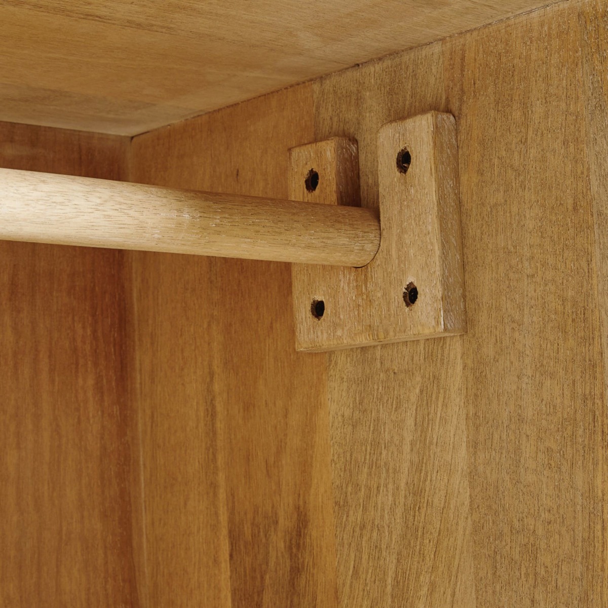 Solid Mango Wood and Rattan 2-Door Wardrobe Helios – image 7