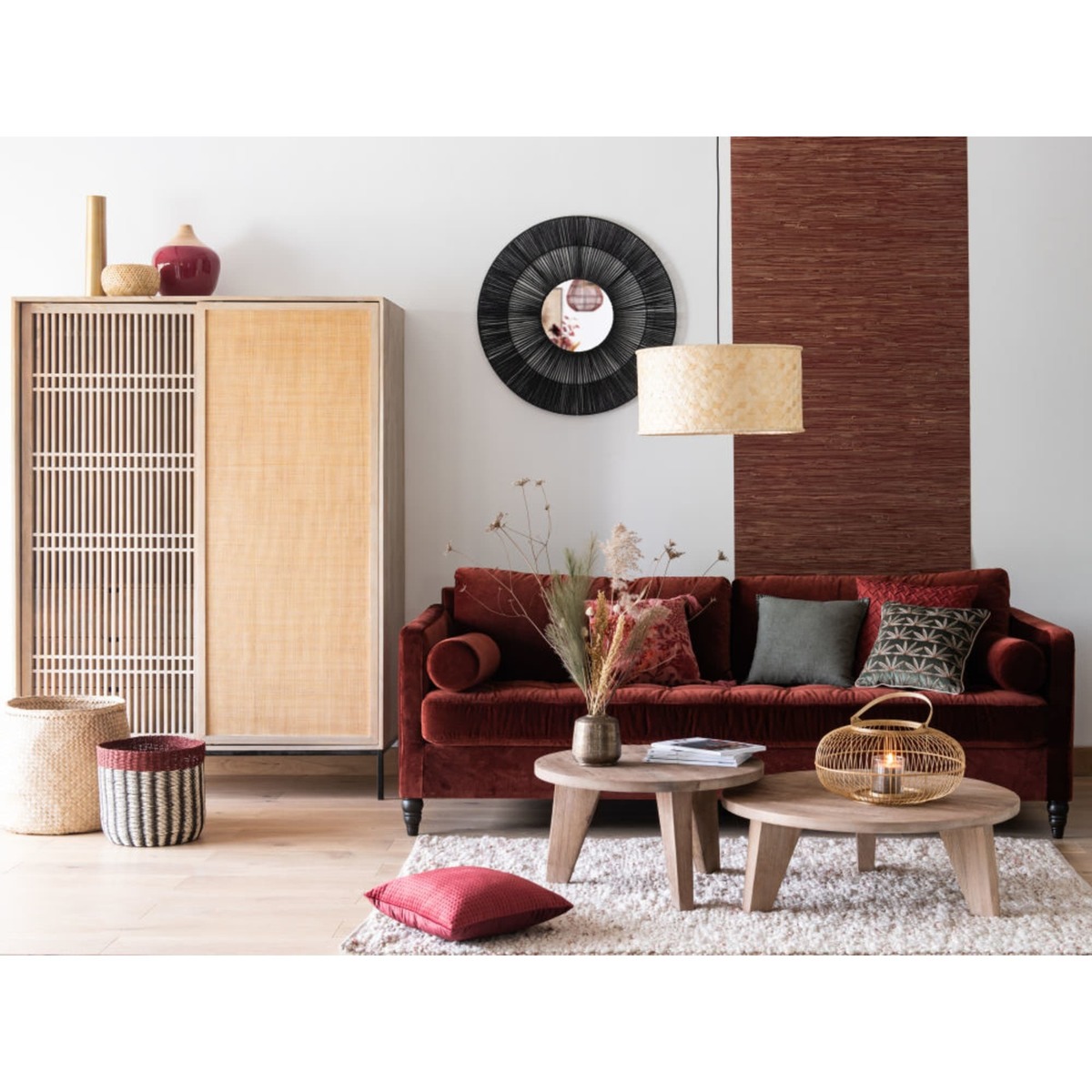Solid Mango Wood and Rattan 2-Door Wardrobe Helios – image 11
