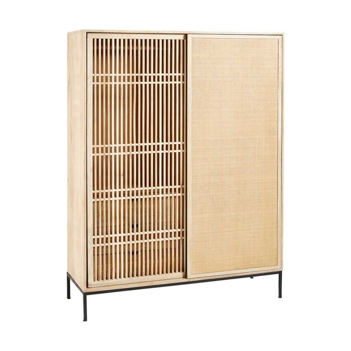 Solid Mango Wood and Rattan 2-Door Wardrobe Helios – image 2