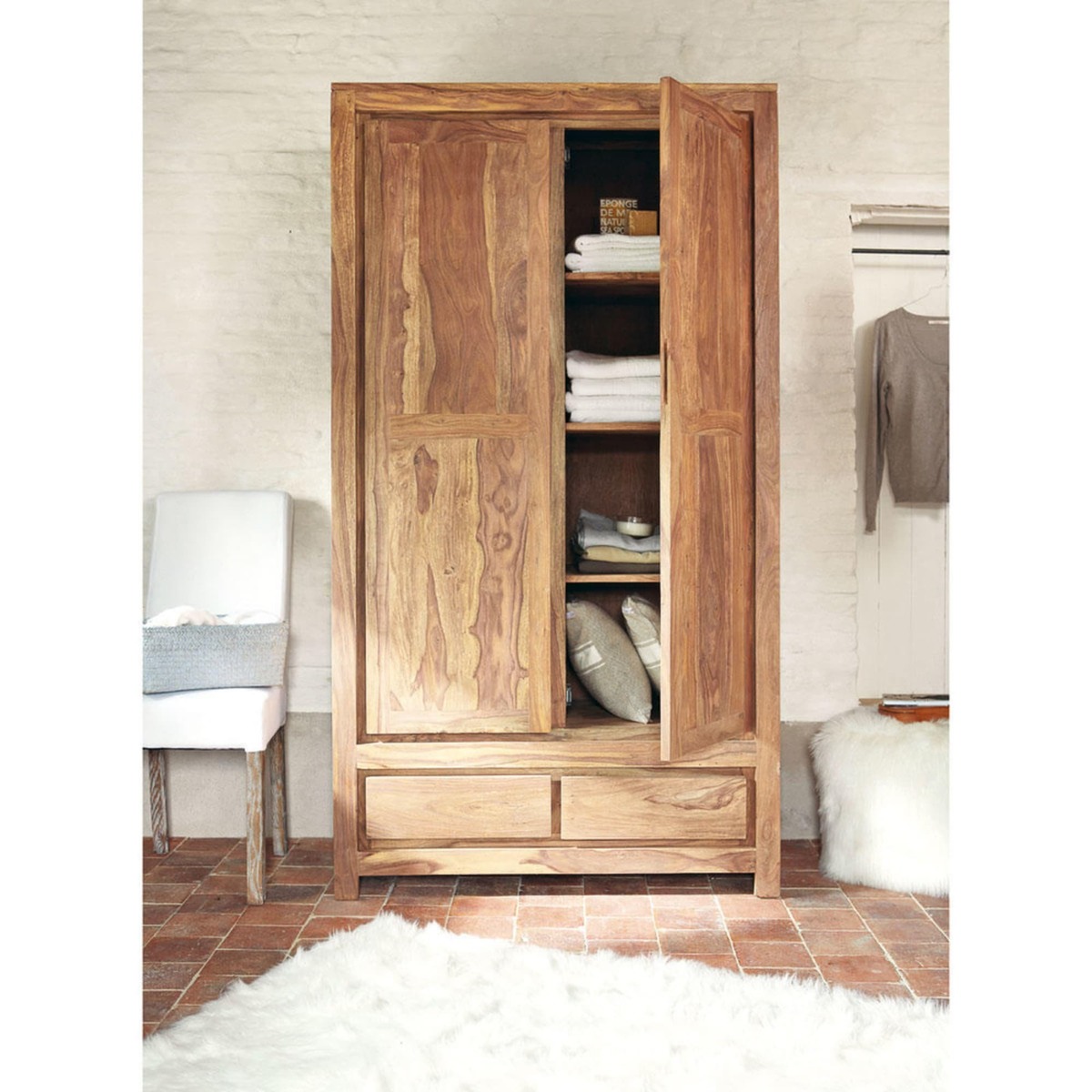 Solid Sheesham Wood Closet Stockholm – image 3