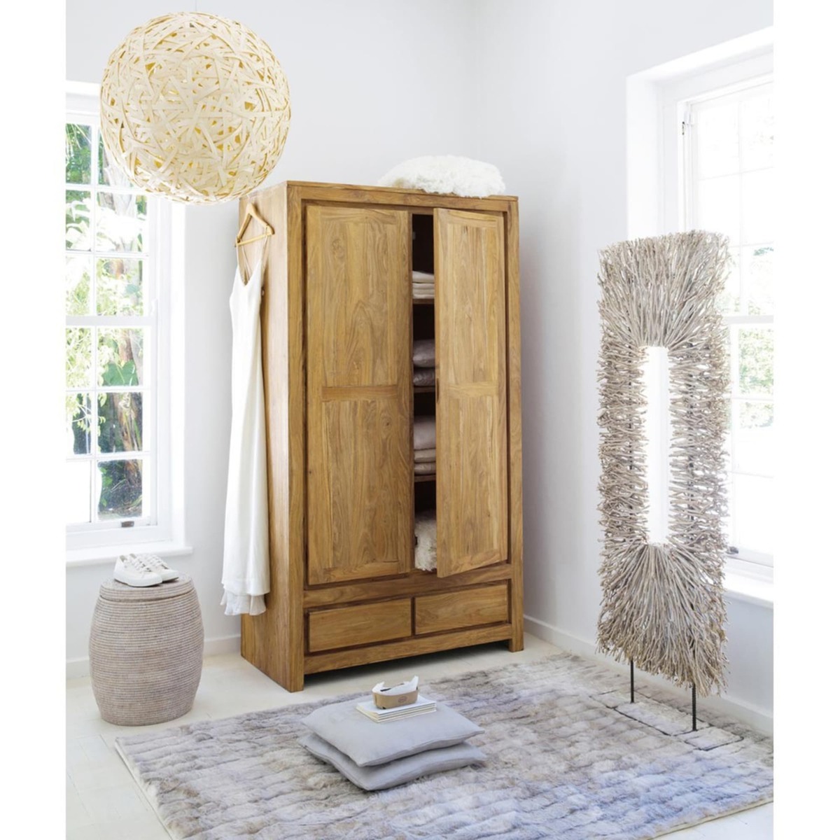 Solid Sheesham Wood Closet Stockholm – image 5
