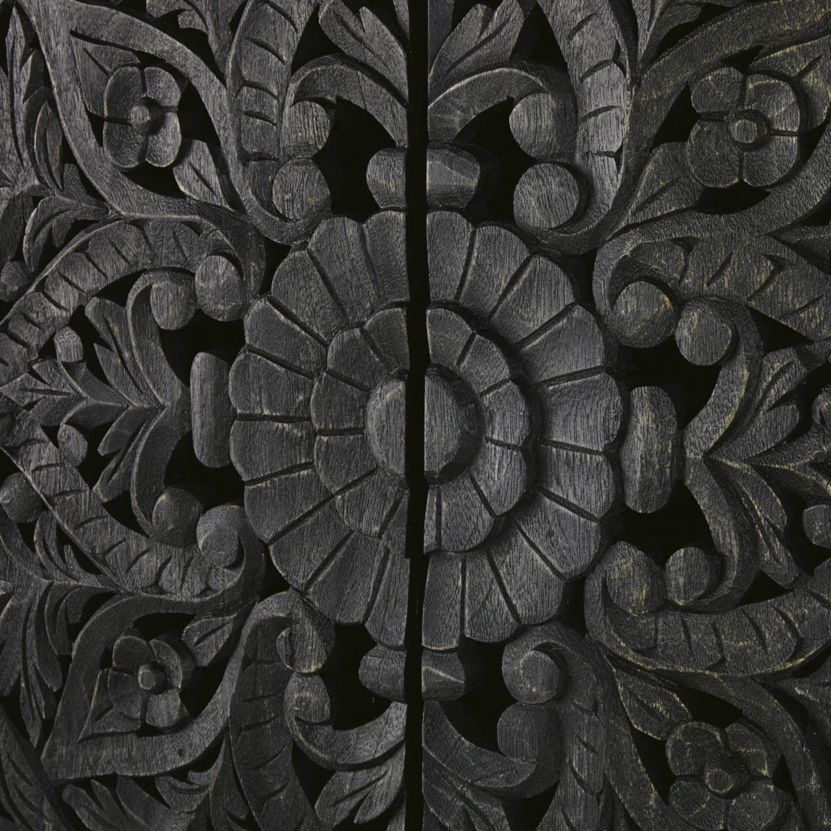 Blue-Black Carved Solid Mango Wood 2-Door Wardrobe Kerala – image 4