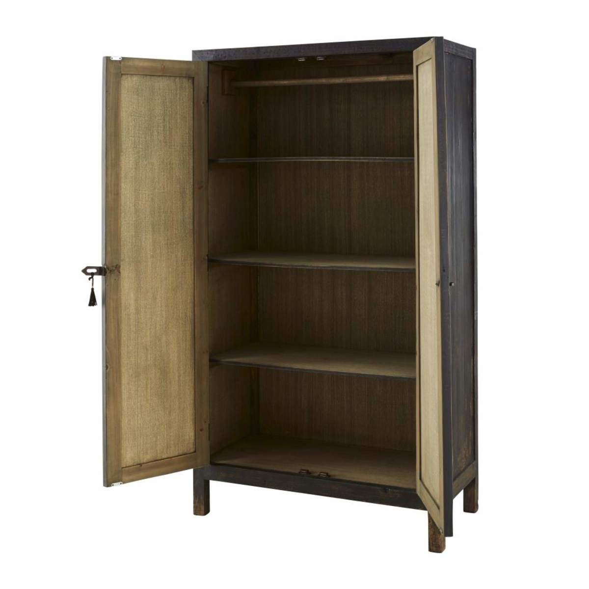 Aged Effect Black Metal 2-Door Wardrobe Sabi – image 3