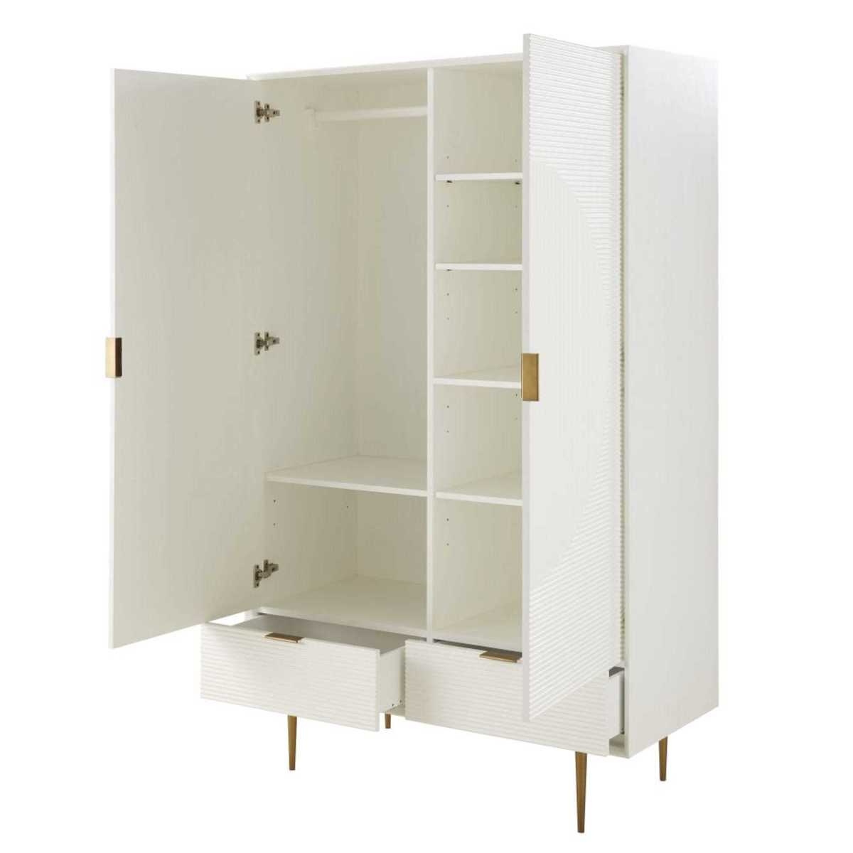 Satin-Finish White Pine 2-Door 2-Drawer Wardrobe Riverside – image 3