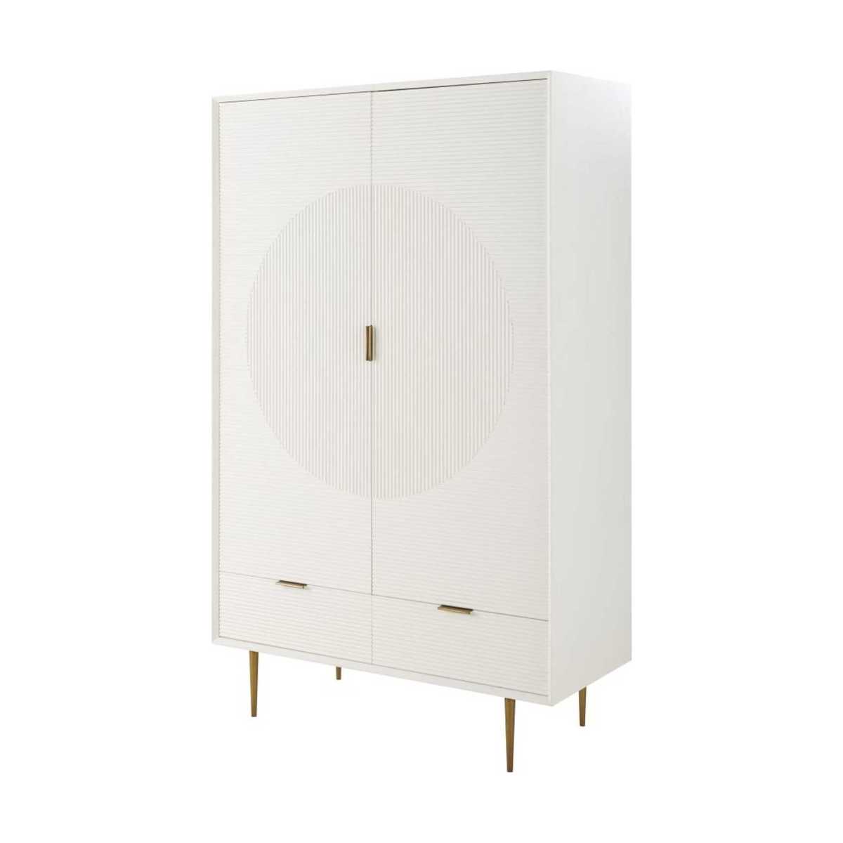 Satin-Finish White Pine 2-Door 2-Drawer Wardrobe Riverside – image 2