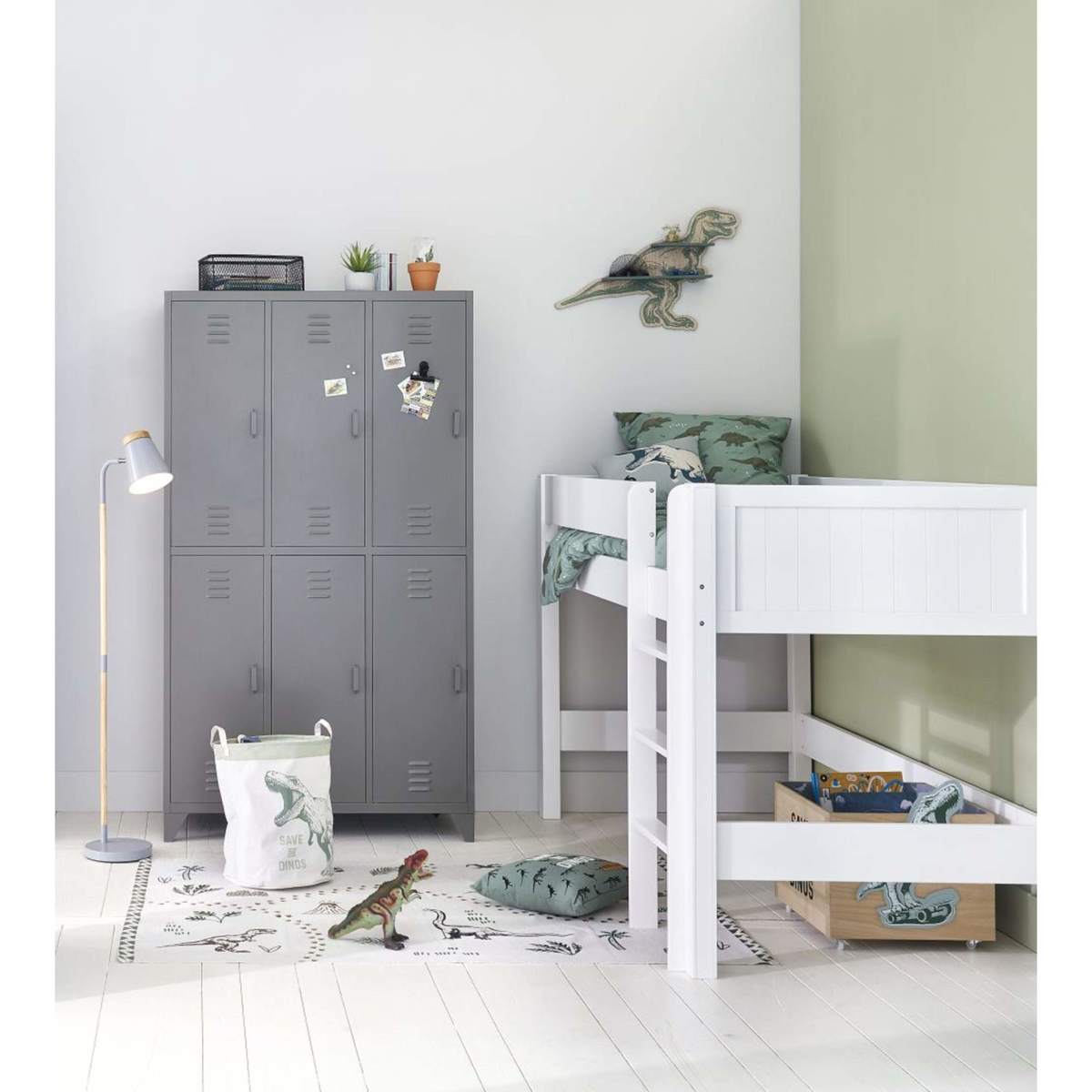 Grey metal industrial locker room wardrobe with 6-doors Sunset