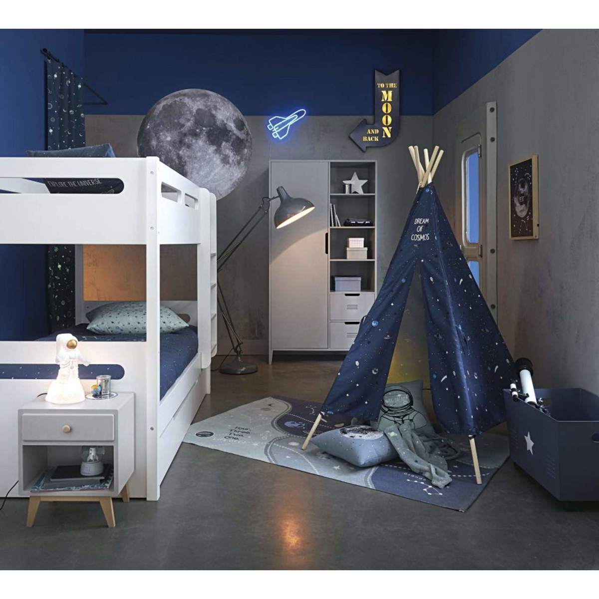 Grey 1-Door 2-Drawer Wardrobe Galaxy – image 5