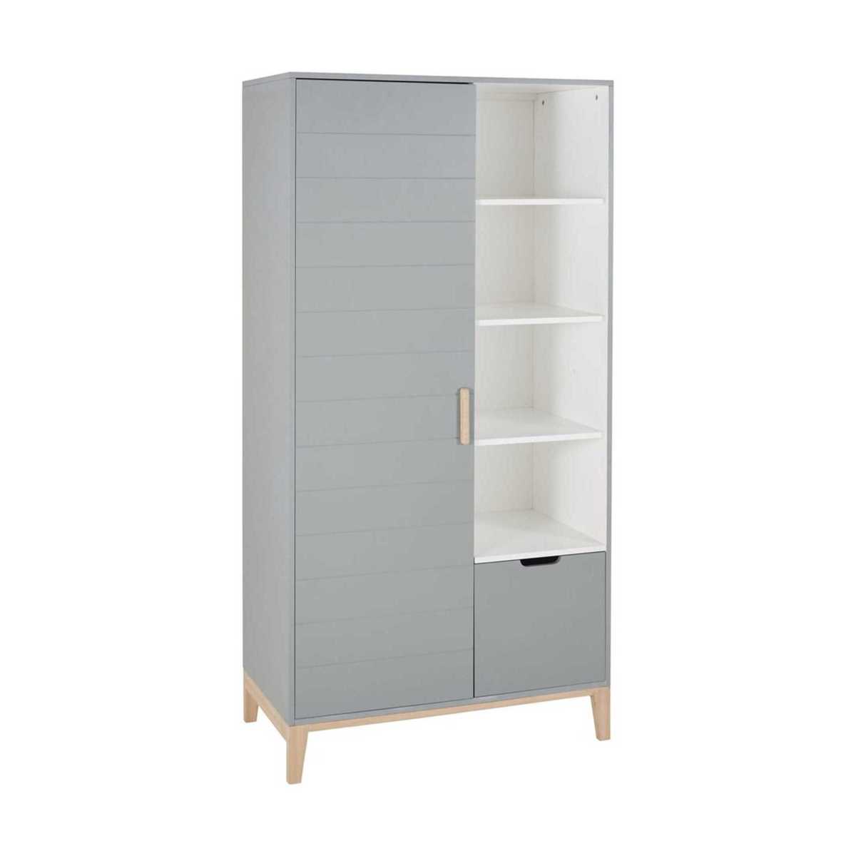 Grey-Blue Vintage 2-Door 1-Drawer Wardrobe Gaspard – image 2
