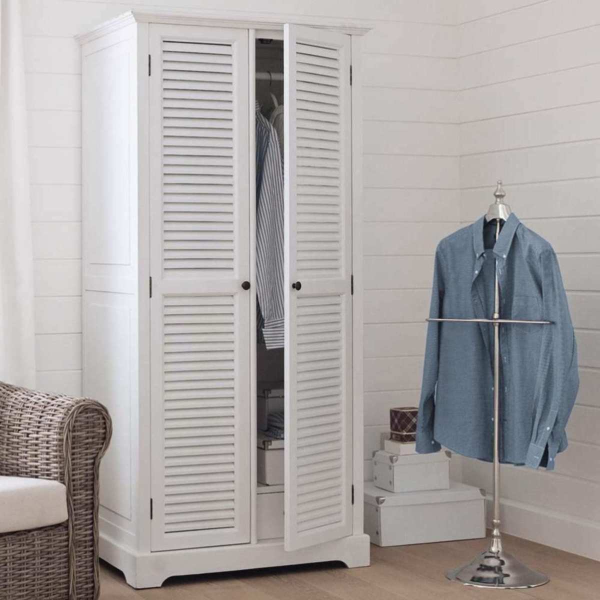 White 2-Door Wardrobe Barbade – image 5