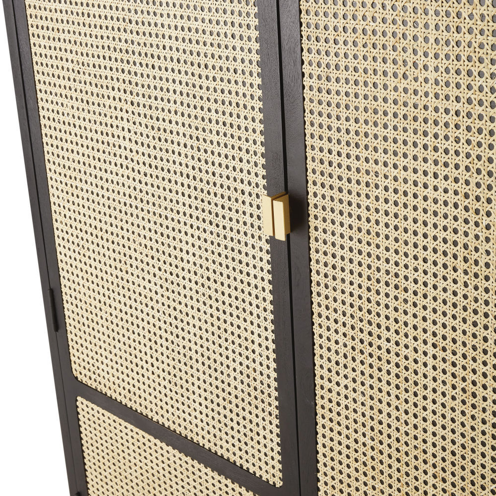 Woven rattan and black wardrobe with 2 doors – image 3