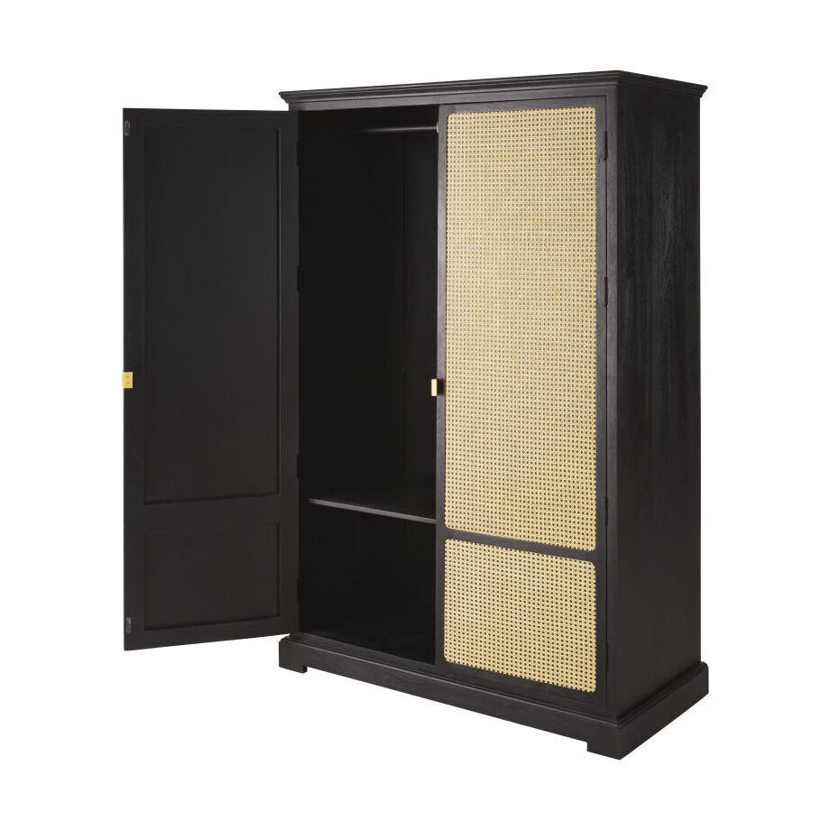 Woven rattan and black wardrobe with 2 doors – image 2
