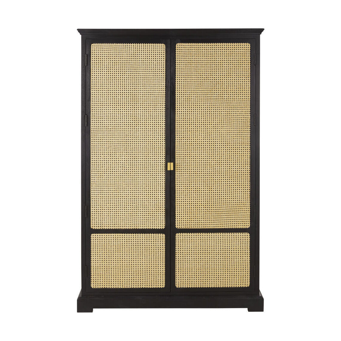 Woven rattan and black wardrobe with 2 doors – image 1