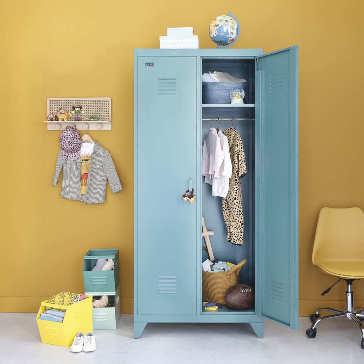 Dark green metal 2-door wardrobe Safari – image 4
