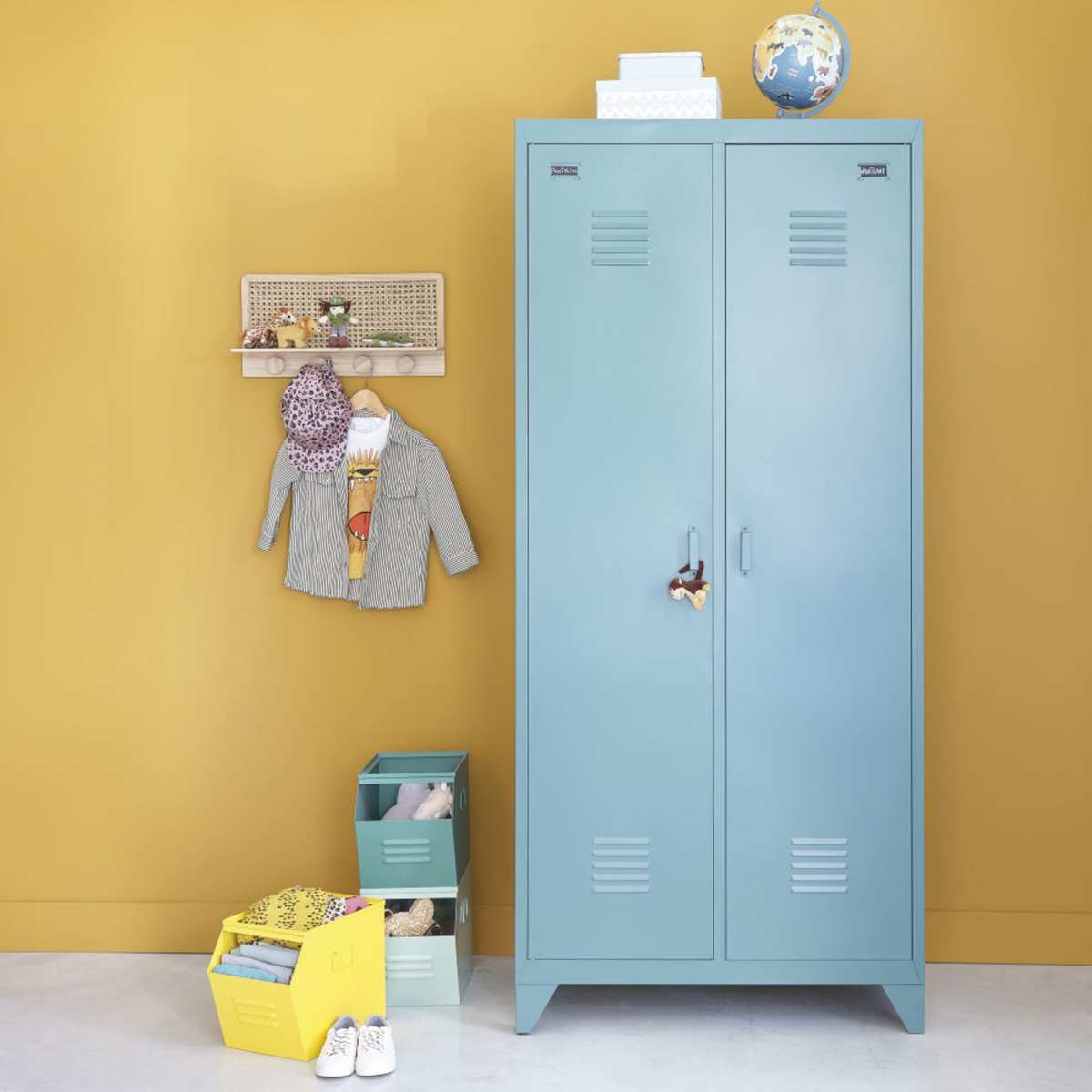 Dark green metal 2-door wardrobe Safari – image 5