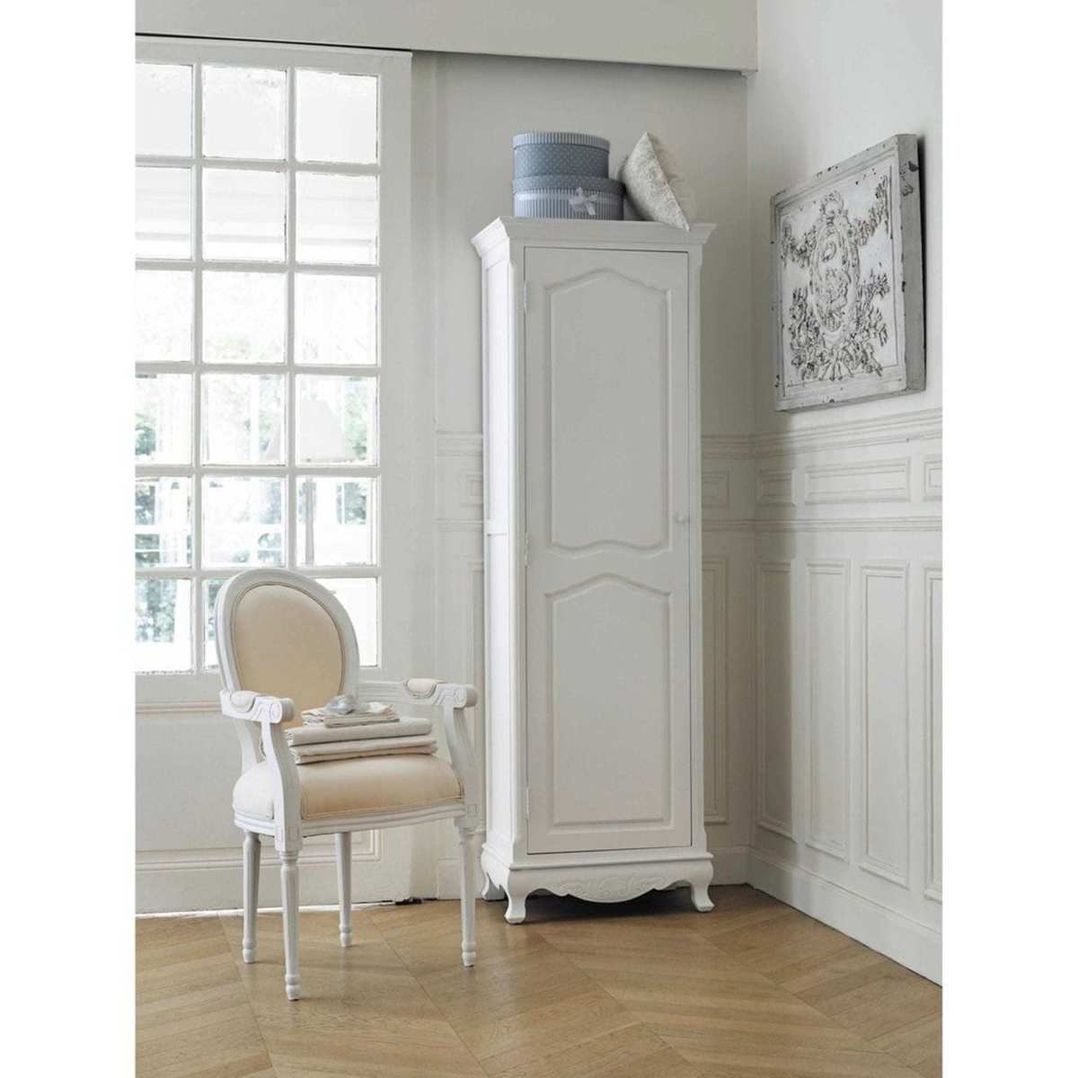 Paulownia wood Bonnetiere wardrobe in white Joséphine – image 8
