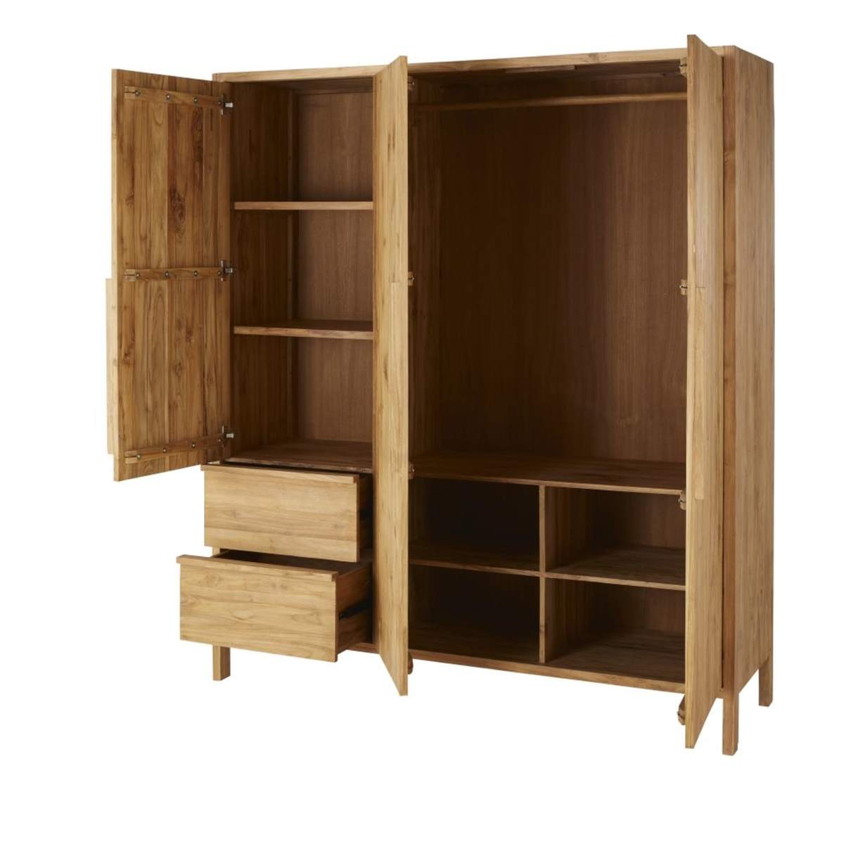 3-door 2-drawer solid recycled teak wardrobe Surabaya – image 2