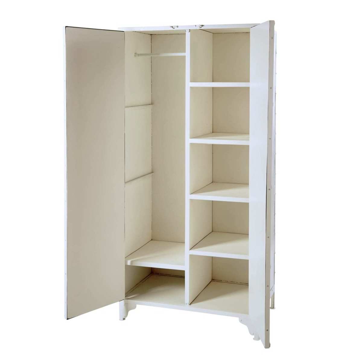 White Metal and Recycled Wood Wardrobe Mistral – image 3