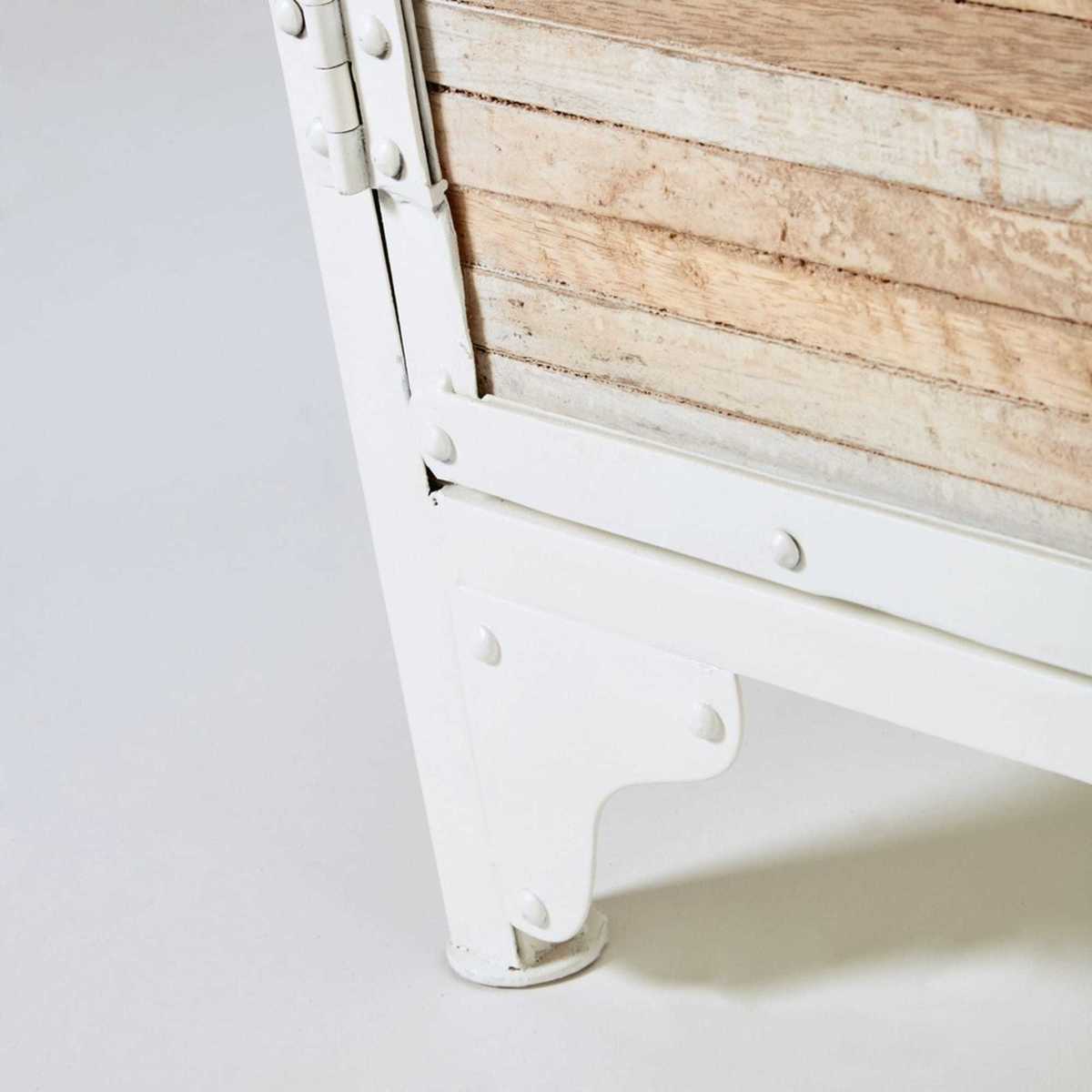 White Metal and Recycled Wood Wardrobe Mistral – image 9