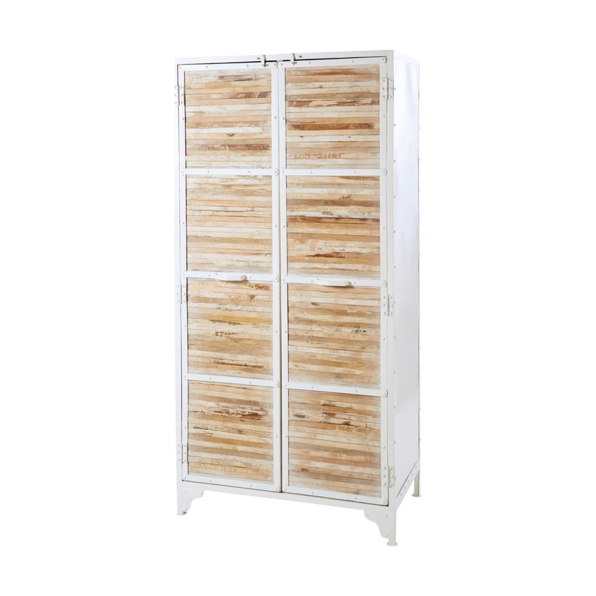 White Metal and Recycled Wood Wardrobe Mistral – image 2