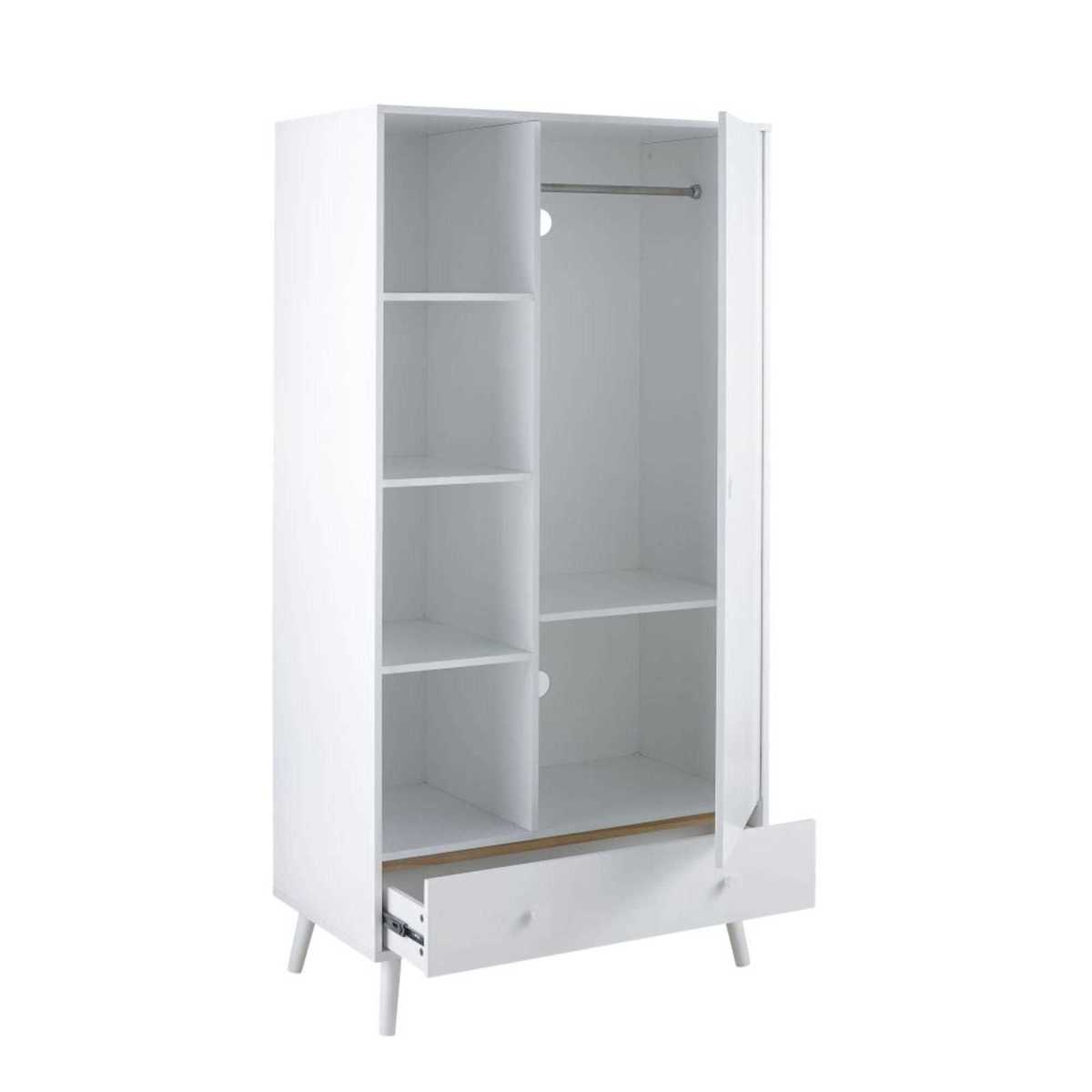 White 1-Door 1-Drawer Wardrobe Dreams – image 3