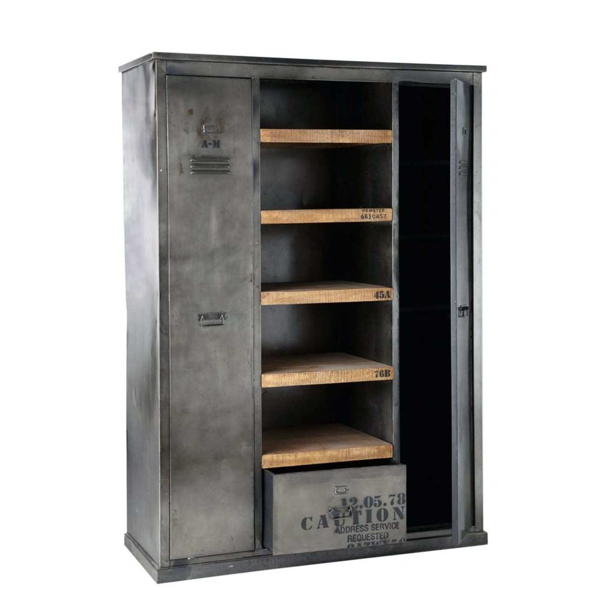 Antiqued Metal and Solid Mango Wood Industrial Closet Manufacture – image 4