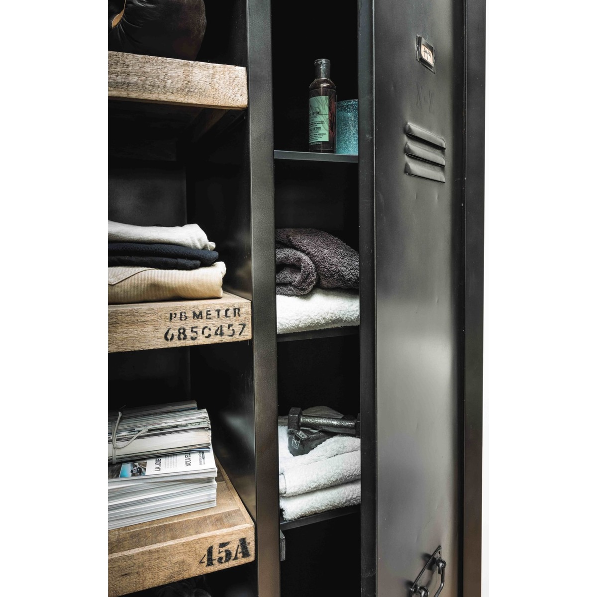 Antiqued Metal and Solid Mango Wood Industrial Closet Manufacture – image 6