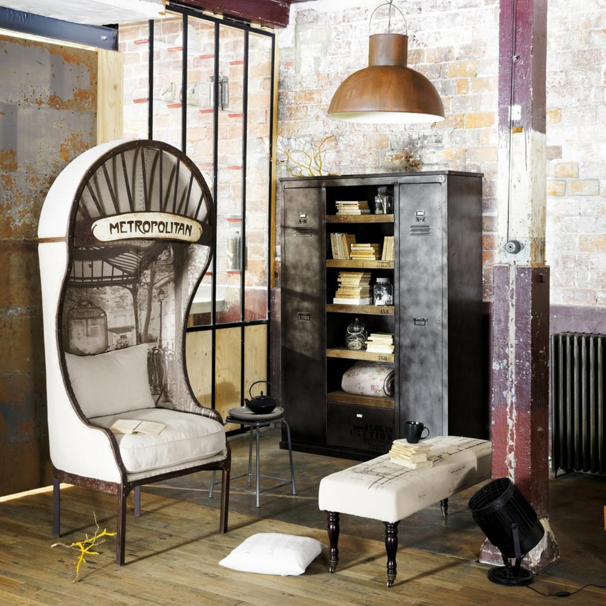 Antiqued Metal and Solid Mango Wood Industrial Closet Manufacture – image 10