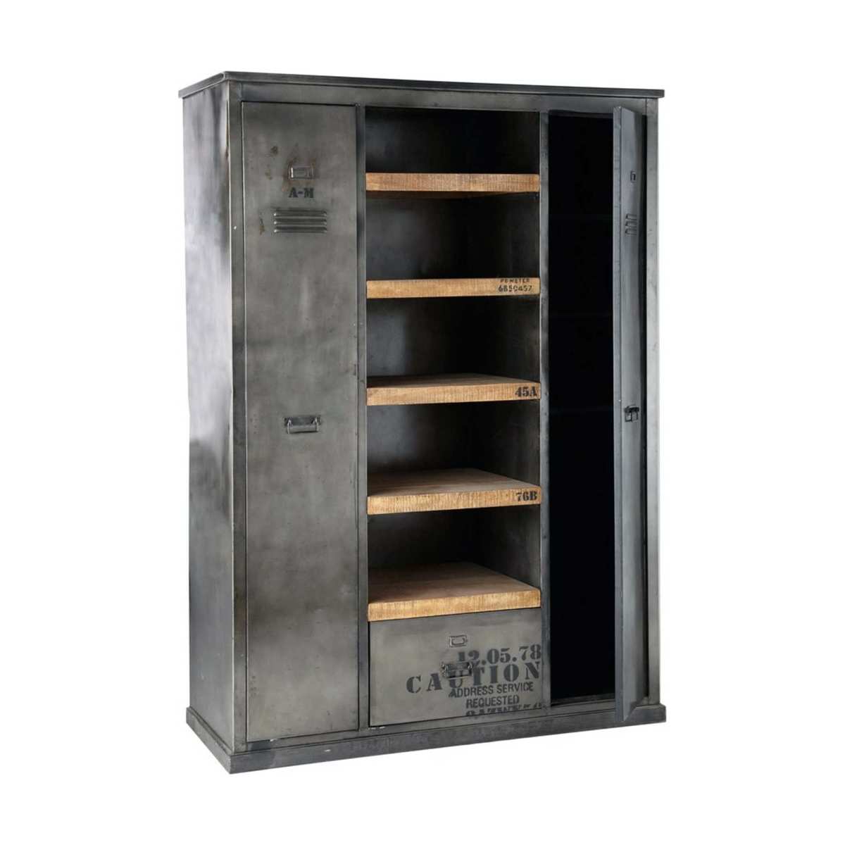 Antiqued Metal and Solid Mango Wood Industrial Closet Manufacture – image 2