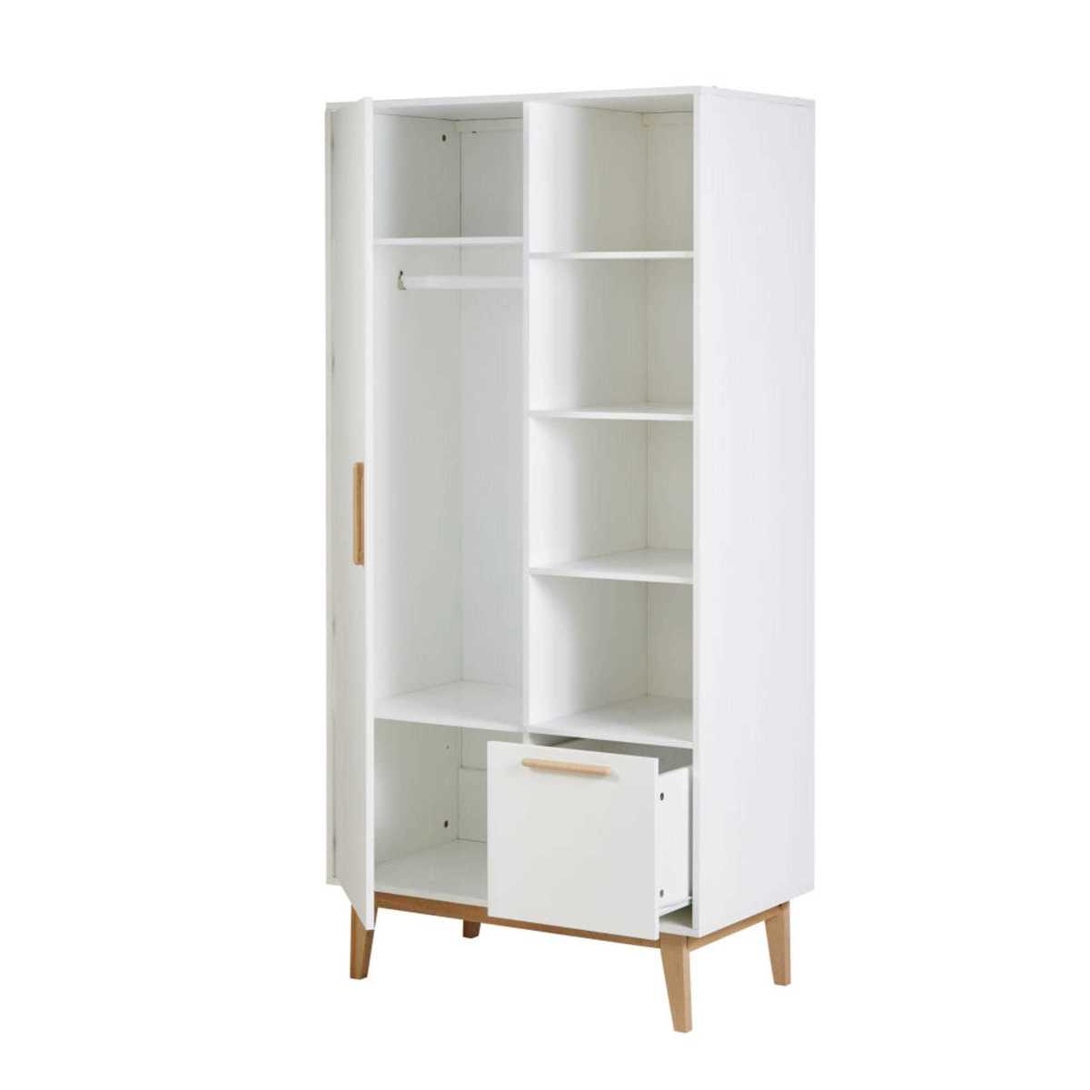 White Scandinavian-Style 1-Door 1-Drawer Wardrobe Sweet – image 4