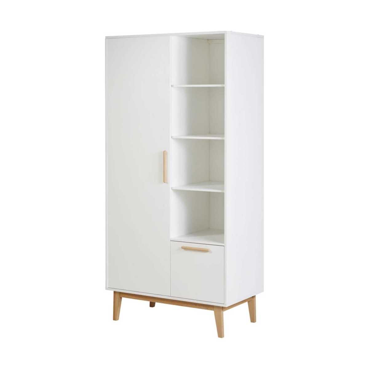White Scandinavian-Style 1-Door 1-Drawer Wardrobe Sweet – image 2