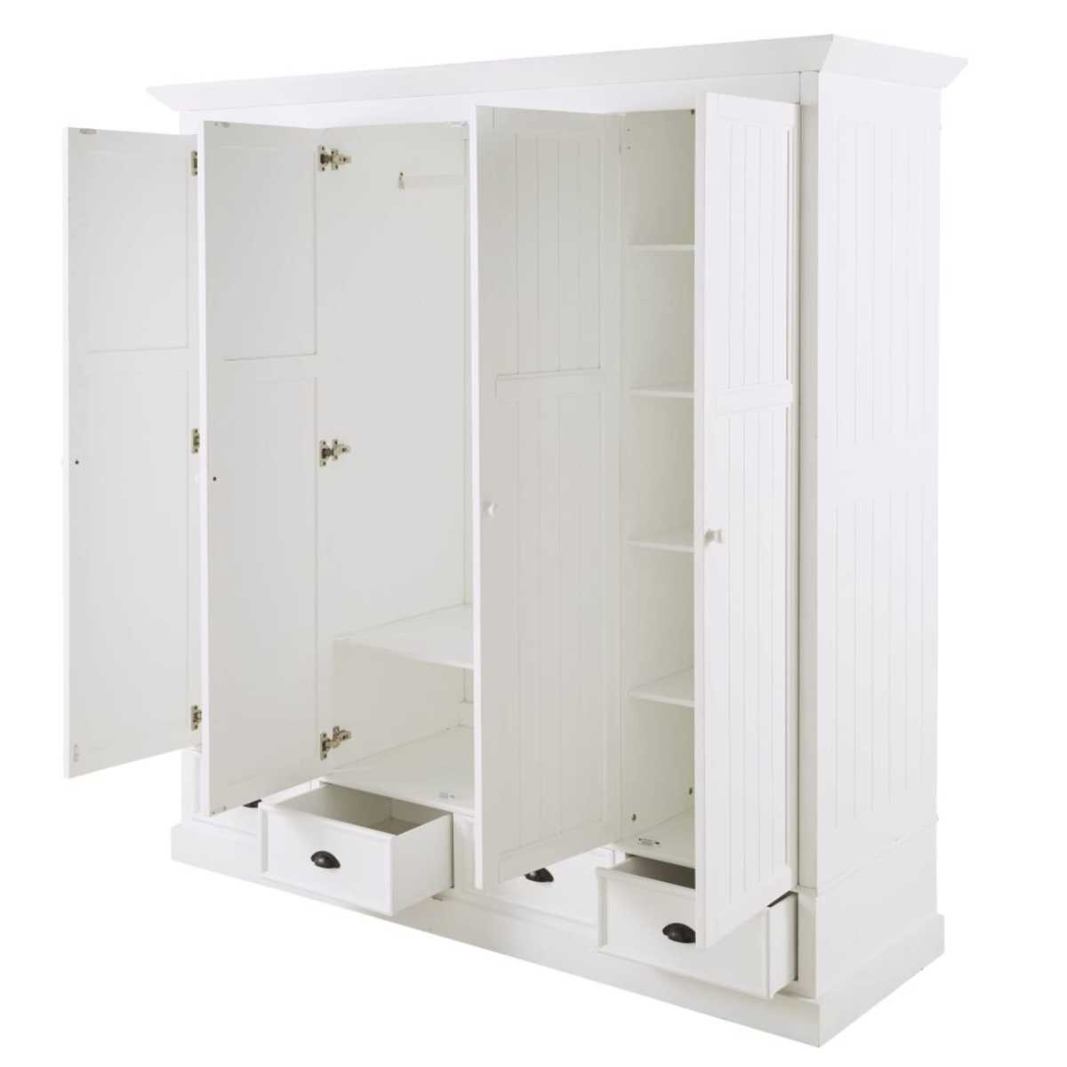 White 4-Door 4-Drawer Wardrobe Newport – image 2