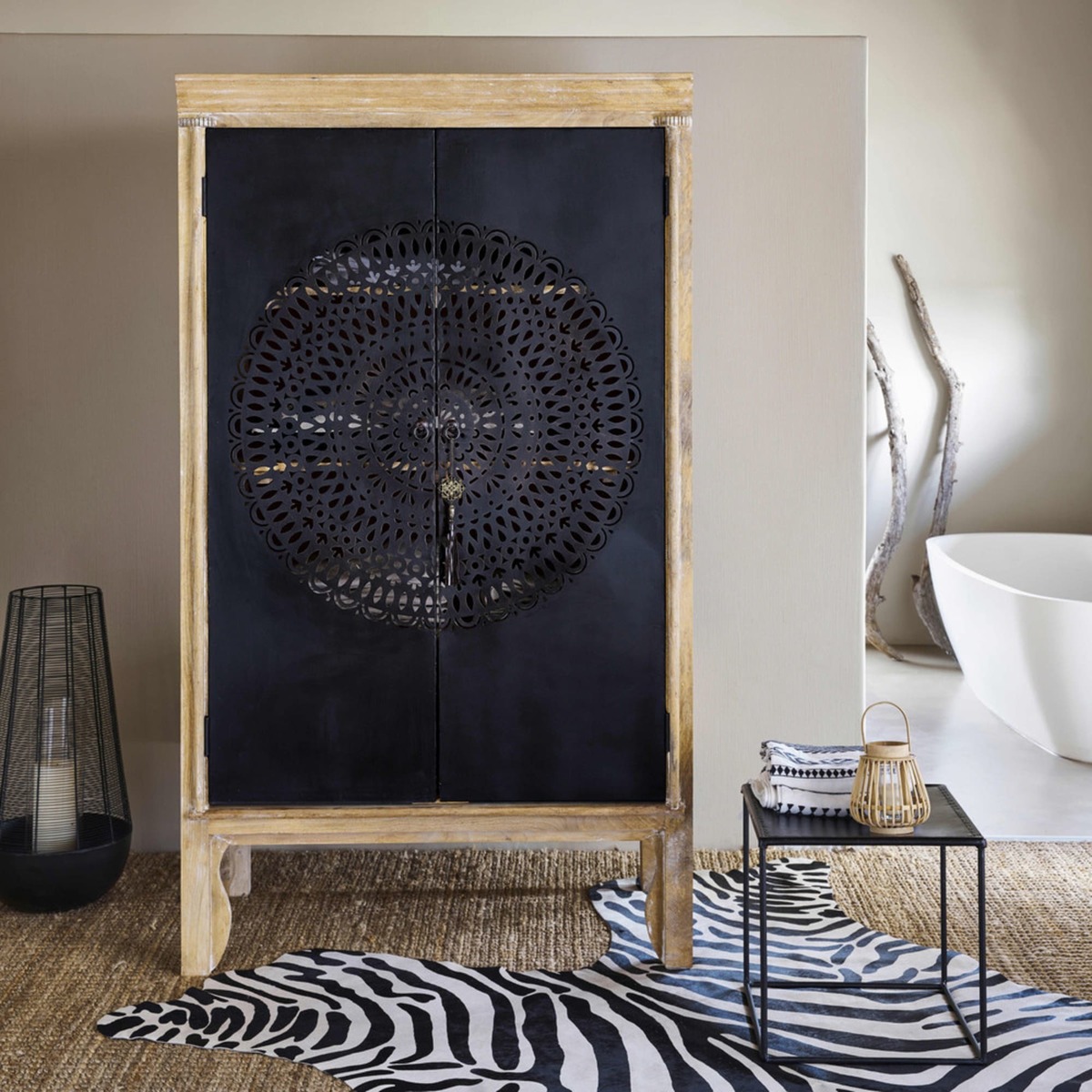 Solid Mango Wood Wardrobe and Metal Menara – image 6