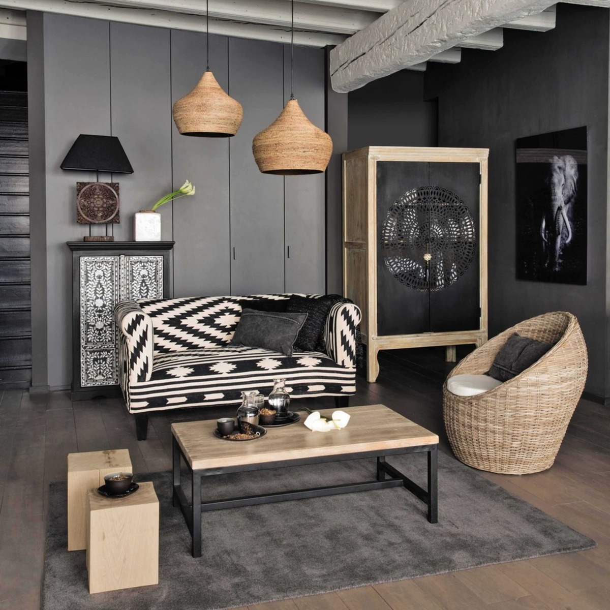 Solid Mango Wood Wardrobe and Metal Menara – image 9