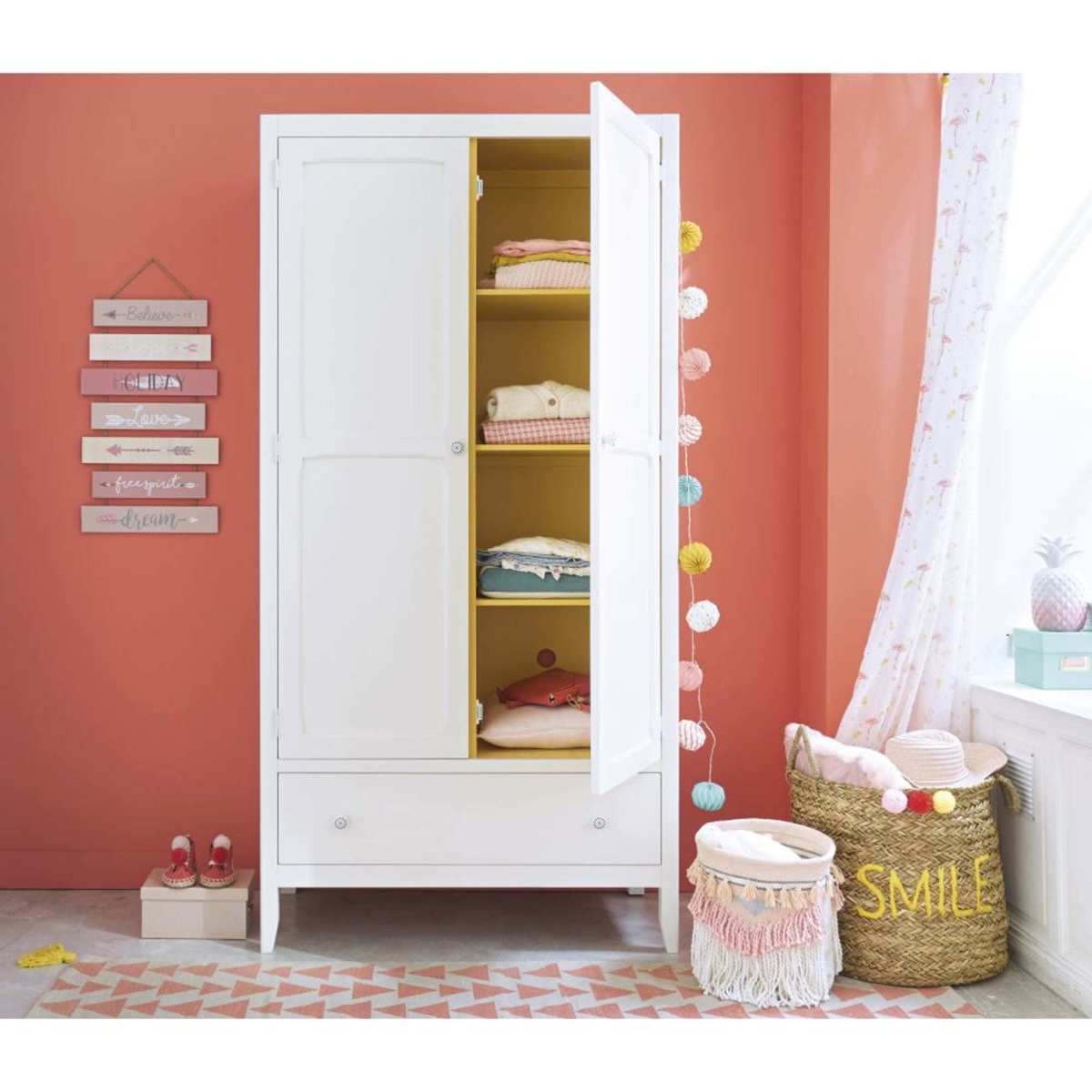 Ivory 2-Doors-1-Drawer Wardrobe Alix – image 6