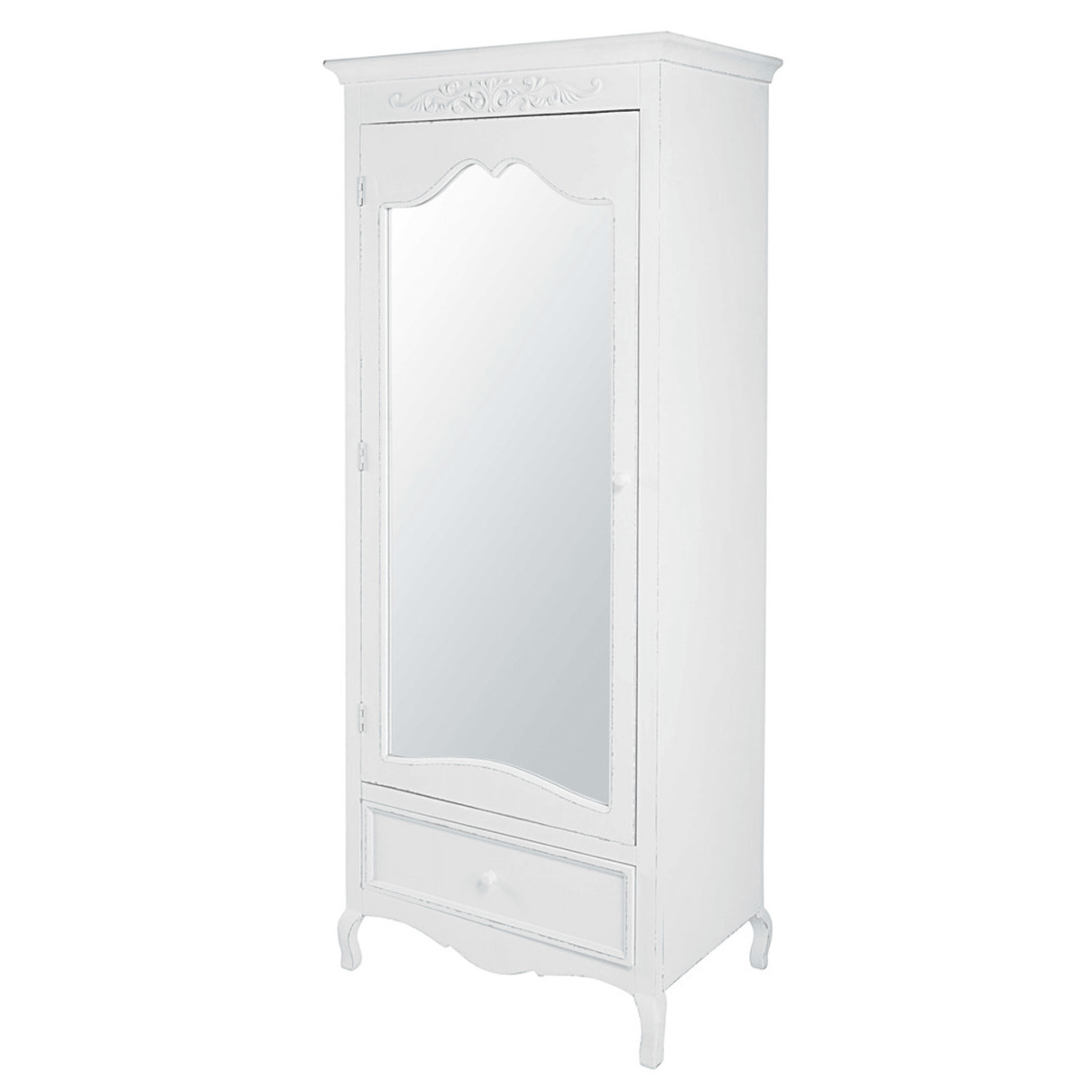 White 1-door 1-drawer bonnetière wardrobe Elisa – image 3