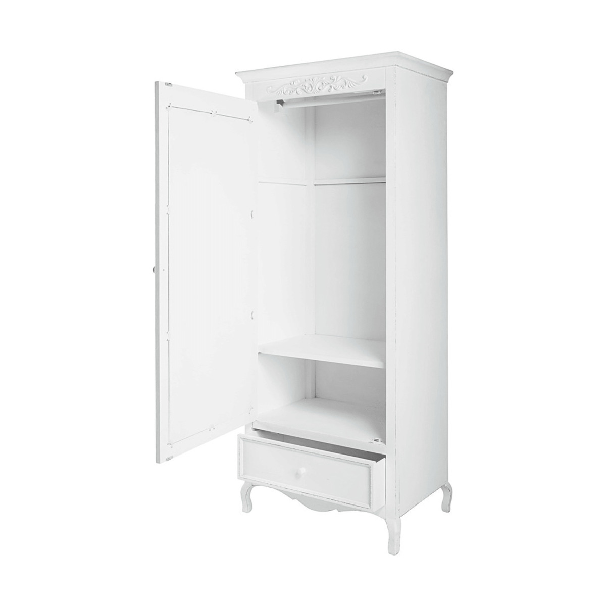 White 1-door 1-drawer bonnetière wardrobe Elisa – image 2