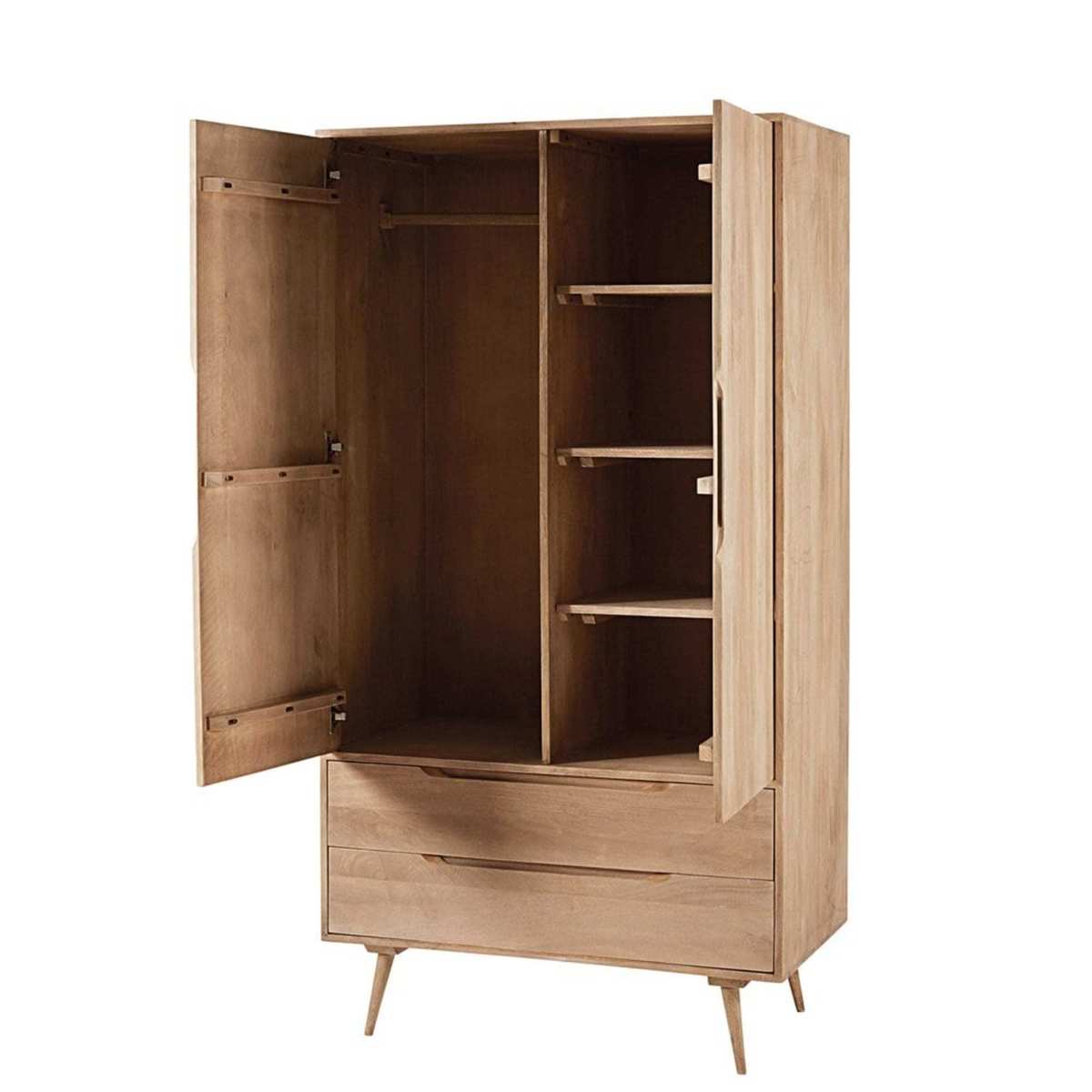 Solid mango wood 2-door 2-drawer wardrobe Trocadero – image 3