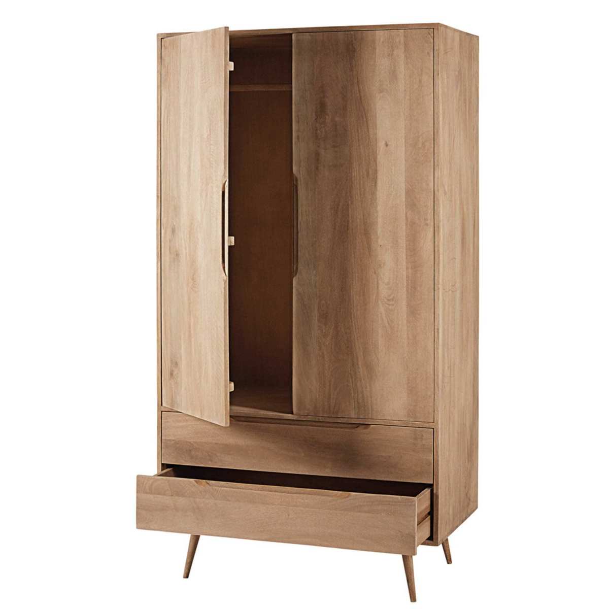 Solid mango wood 2-door 2-drawer wardrobe Trocadero – image 4