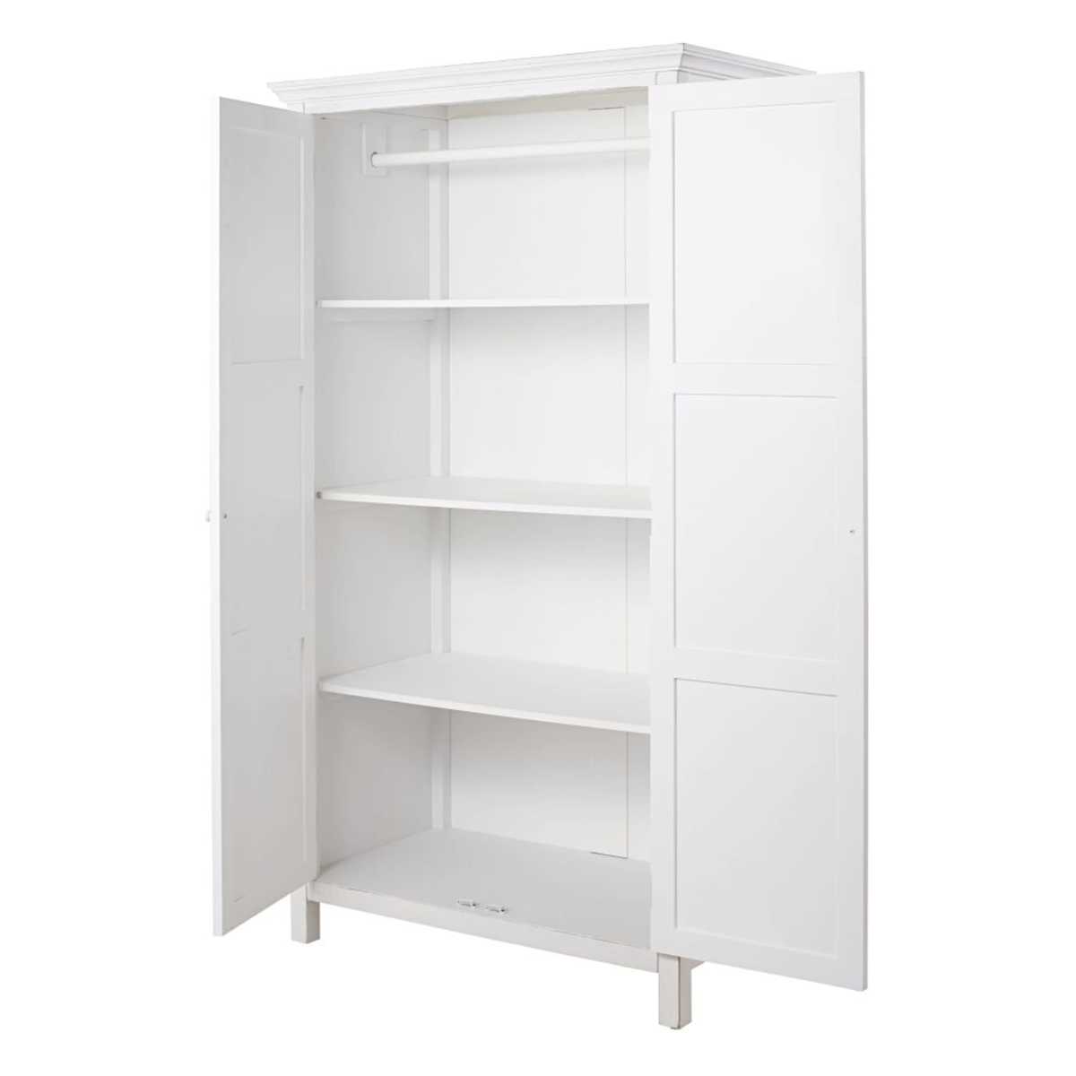 2-door white pine wardrobe with relief motifs Bianca – image 2